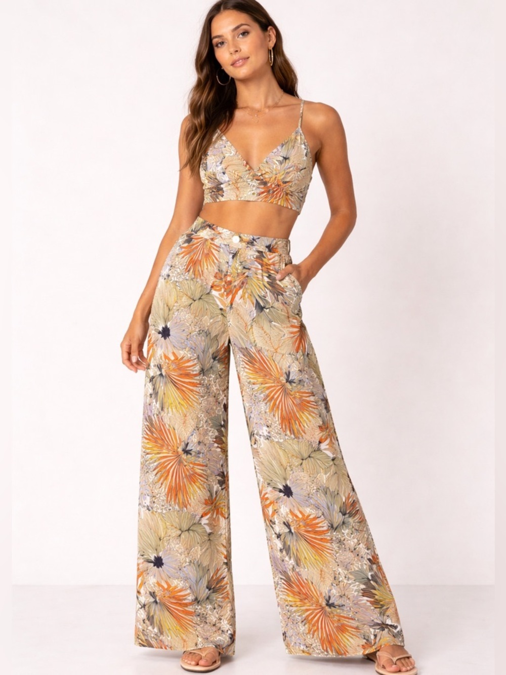 Shore Tropical Print two piece set Size L Resort Wear